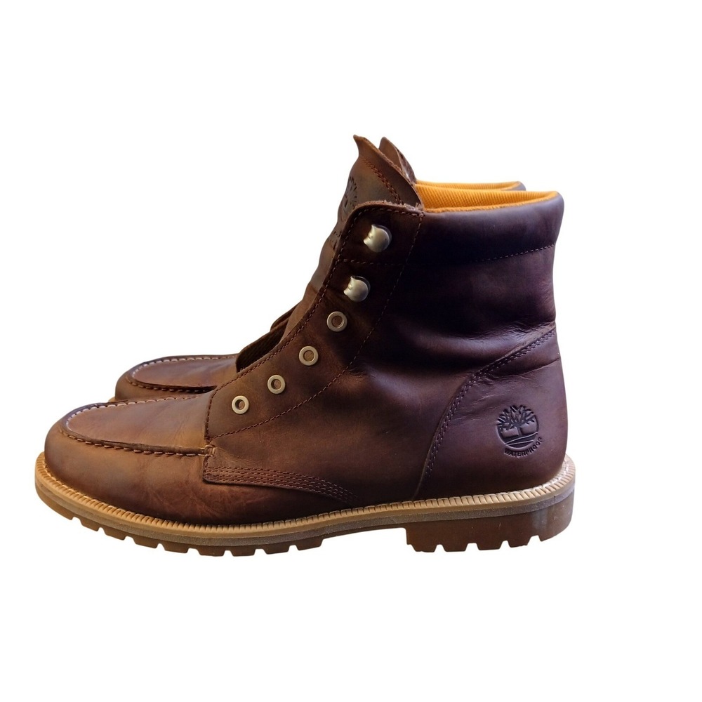 Timberland Redwood Falls Waterproof Moc Toe Boots Brown Leather Mens Size 11